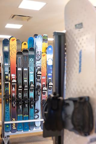 Ski and snowboard demos lined up