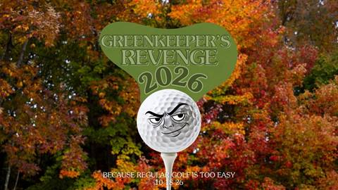 fall leaves and a golfball smirking event flyer