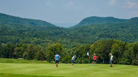 Golfers golfing