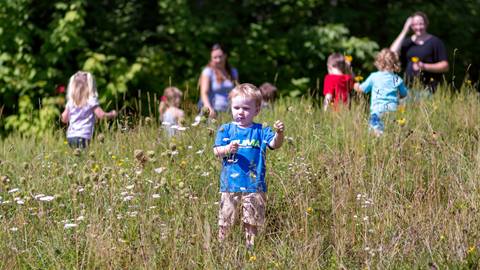 Kids playing in a field