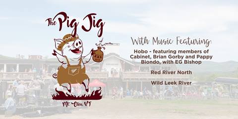graphic of pig jig event logo with bands listing