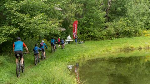 Bikers on a path