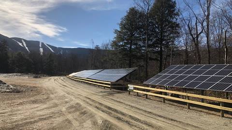 Solar panels demonstrating environmental responsibility at Sugarbush Resort