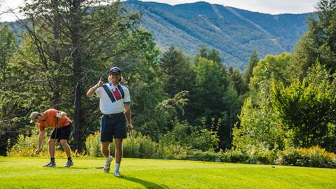 Golfers thumb upping the camera