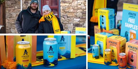 collage of athletic brewing sampling