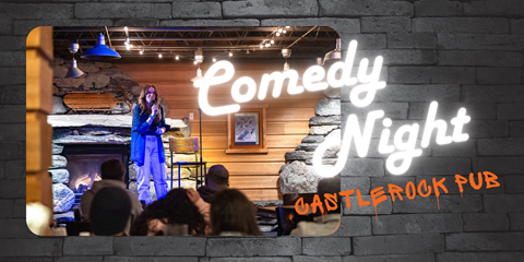 photo of comedian with comedy night text overlay
