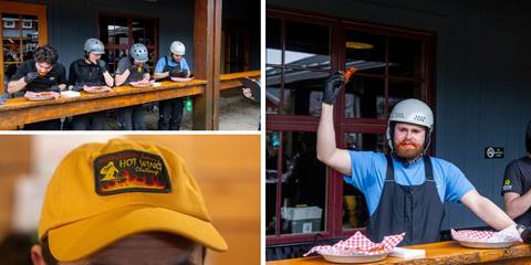 collage of hot wing challenge