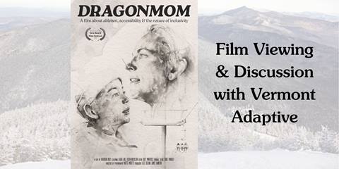dragonmom film poster with viewing party text overlay on a photo
