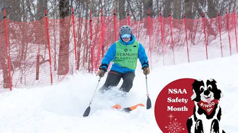 skier with adaptive poles skis through powder