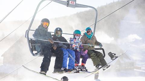 A family on the chairlift