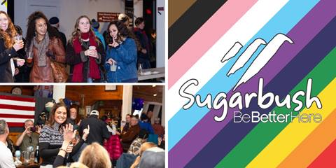 pride part collage with sugarbush pride logo