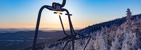 Chairlift at sunset at Sugarbush resort in Vermont 