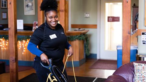 Employee smiling