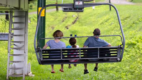 Family on the lift