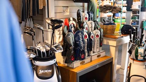 Golf merch for sale in the Golf Pro Shop