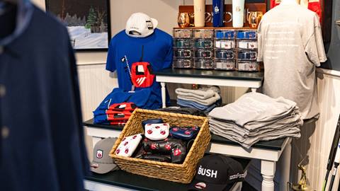 Golf merch for sale in the Golf Pro Shop
