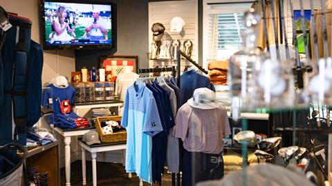 Golf merch for sale in the Golf Pro Shop