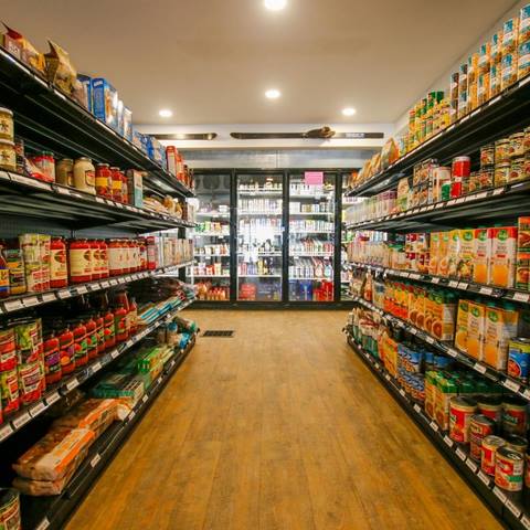 Aisles of groceries at Paradise Provisions