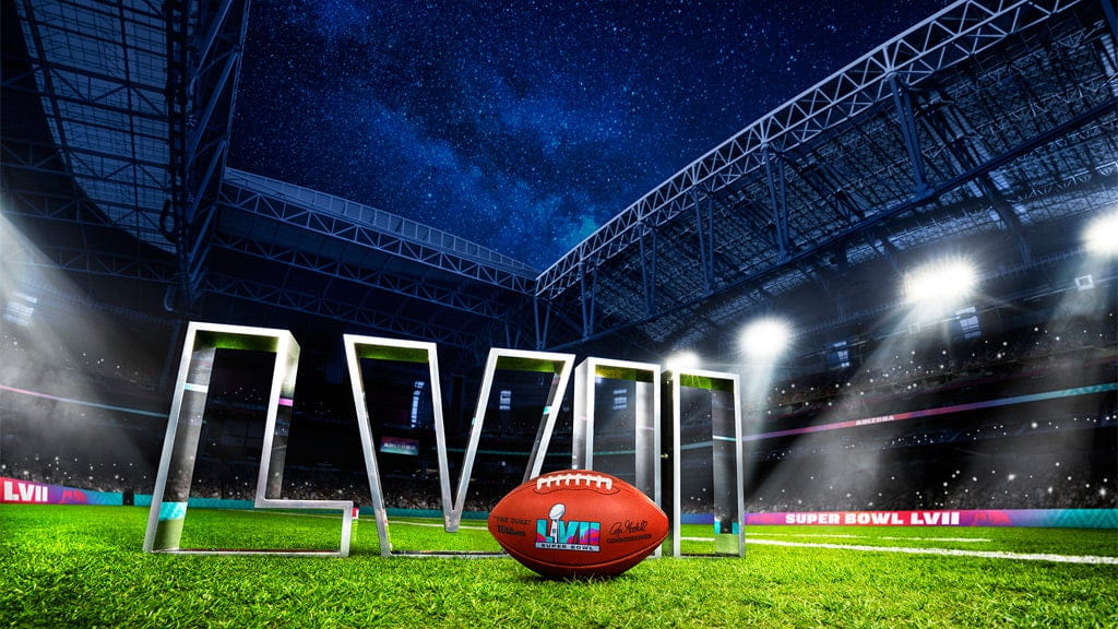 football on field in stadium for superbowl 2023
