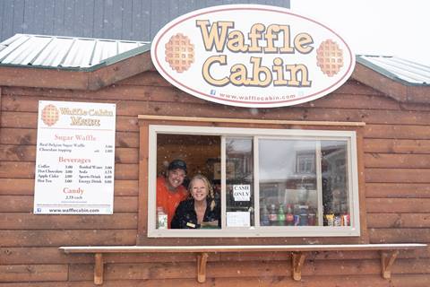 Exterior shot of the Waffle Cabin at Sugarbush Resort
