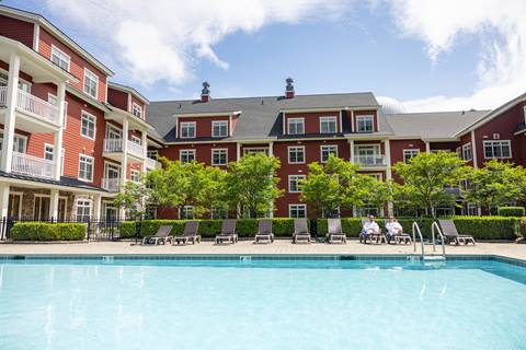 Pool area of Claybrook in summer time