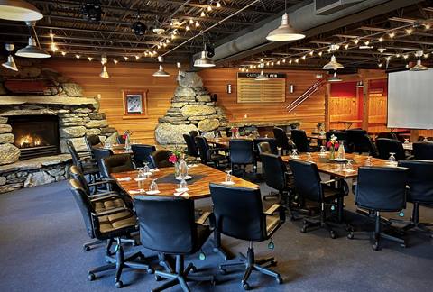 Tables set up for a business meeting in Castlerock Pub