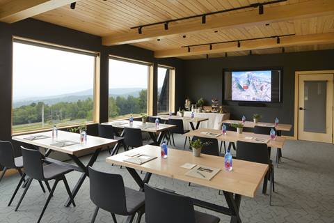 Table set up for a business meeting at the Glen Ellen room at Sugarbush Resort