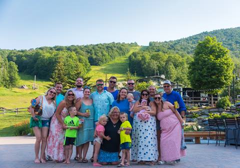 Family outside the Gate House Lodge