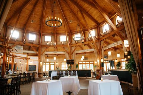 Tables set up for an event inside Rumble's Bistro & Bar
