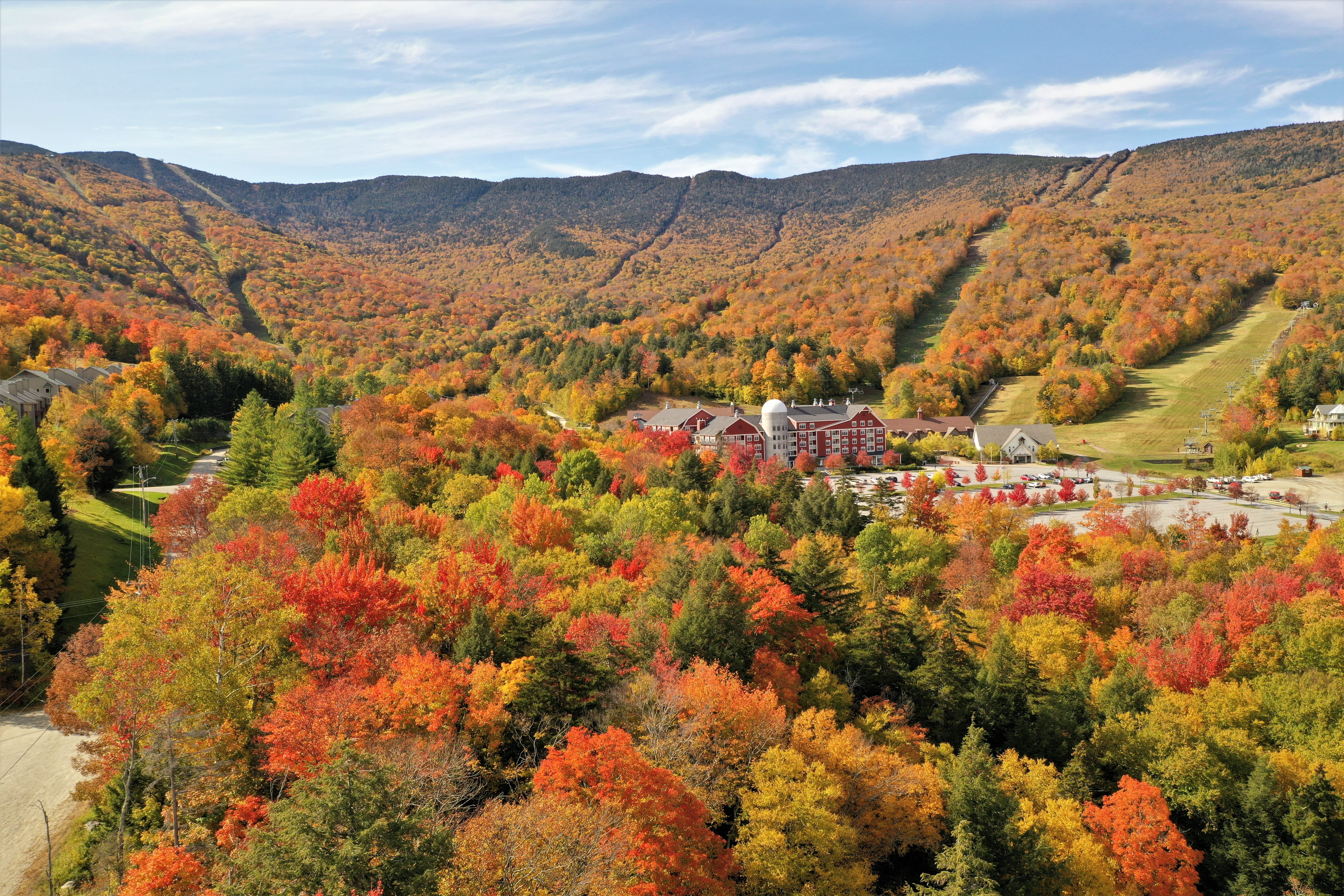 overview of Sugarbush Resort during foliage season