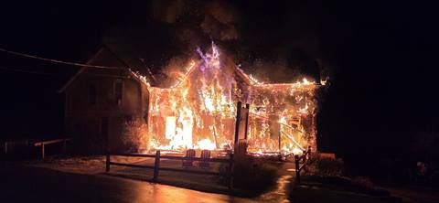 Golf Club House on fire in September of 2025