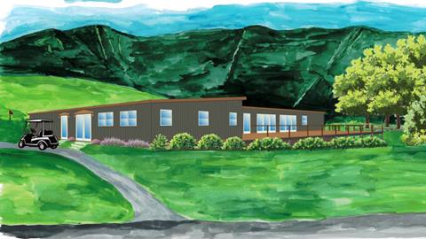 Rendering of the temporary club house structure at the golf course