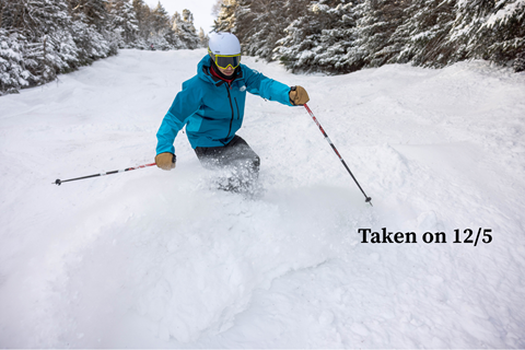 Powder skiing on December 5