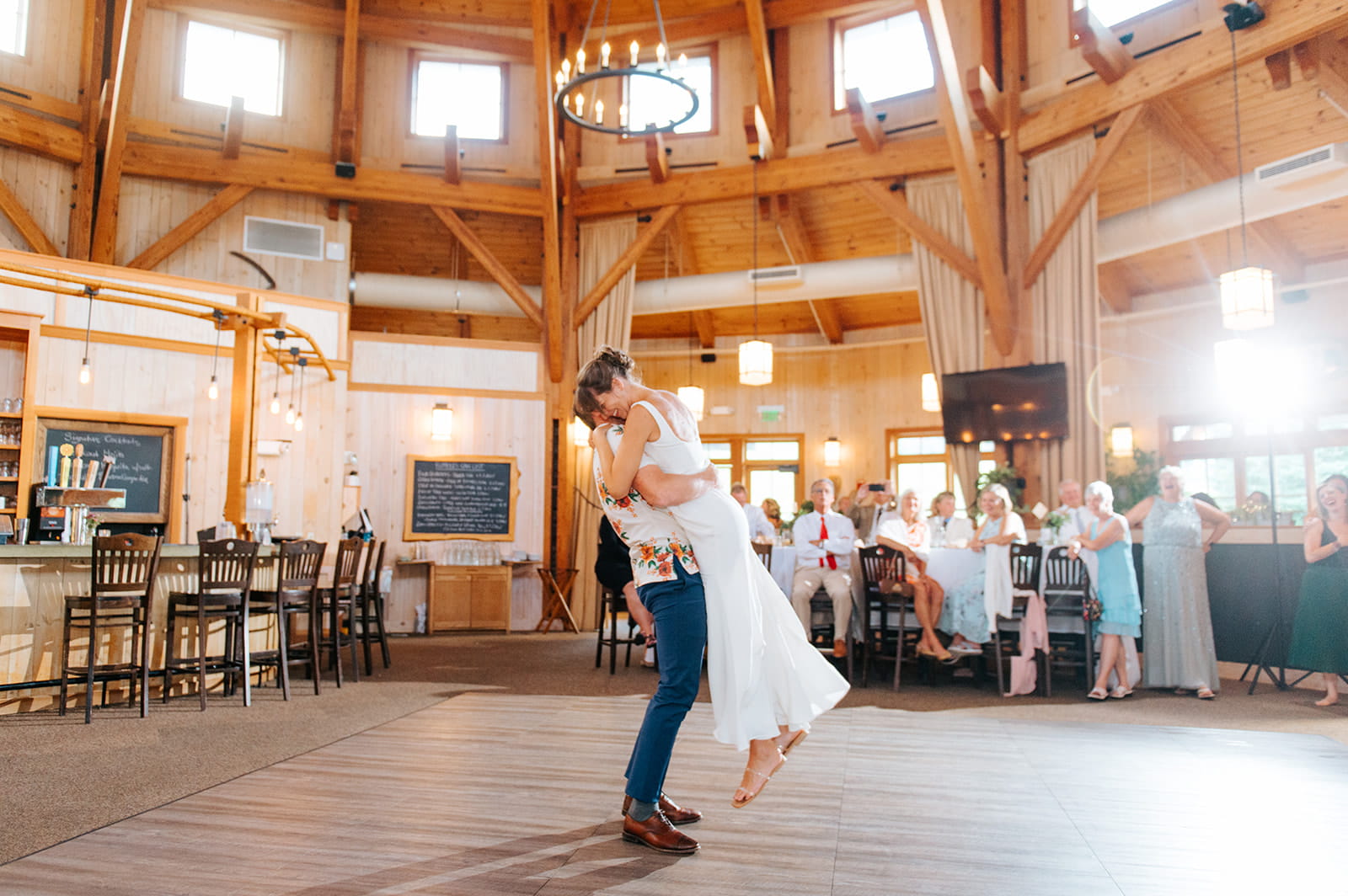 Bride and Groom first dance at reception in Rumble's 