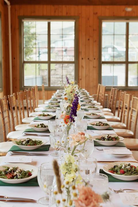 Table set with plates for a wedding