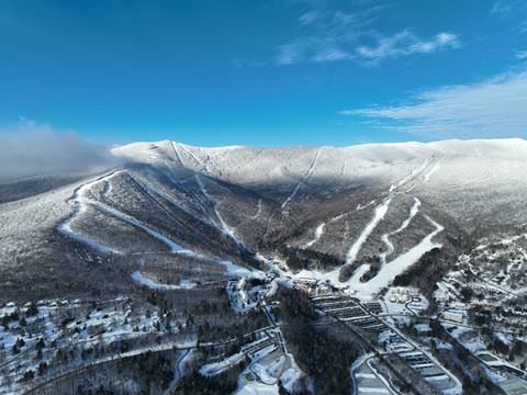 Aerial view of winter scenery at Sugarbush Resort