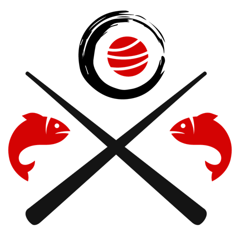 fish, chopsticks and sushi roll