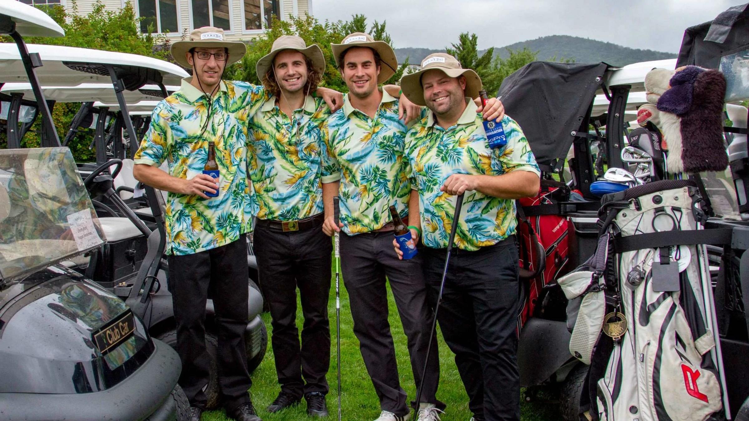 Group of friends getting ready to tee off