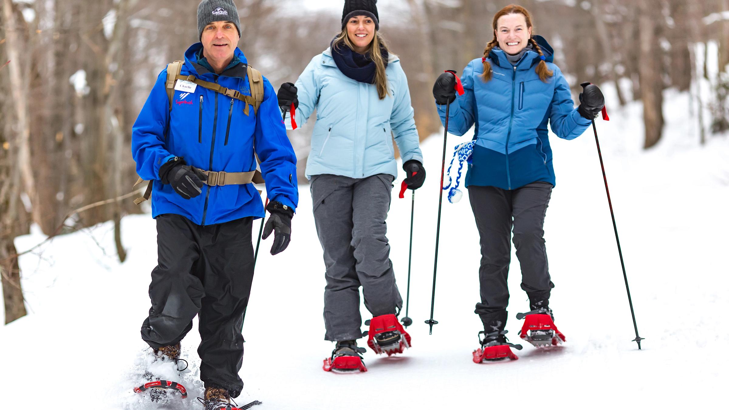 Group of friends showshoeing