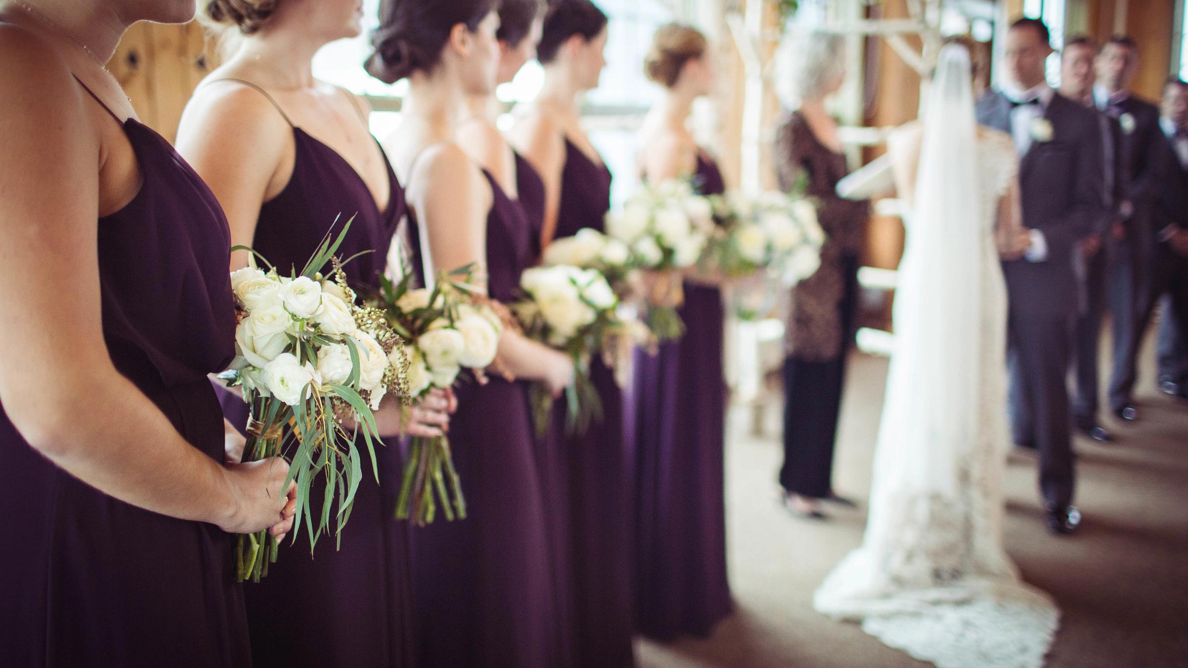 flowers and bridal party