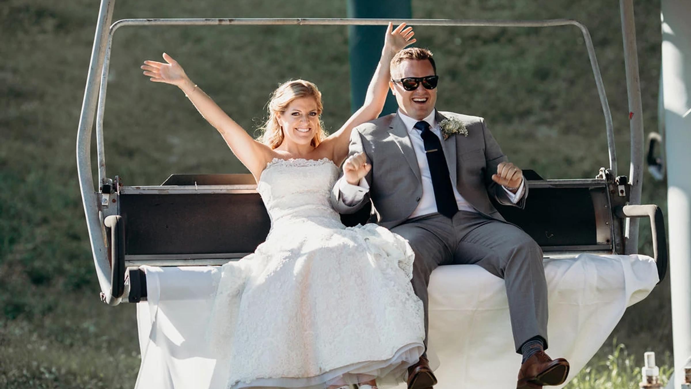 chairlift just married fun