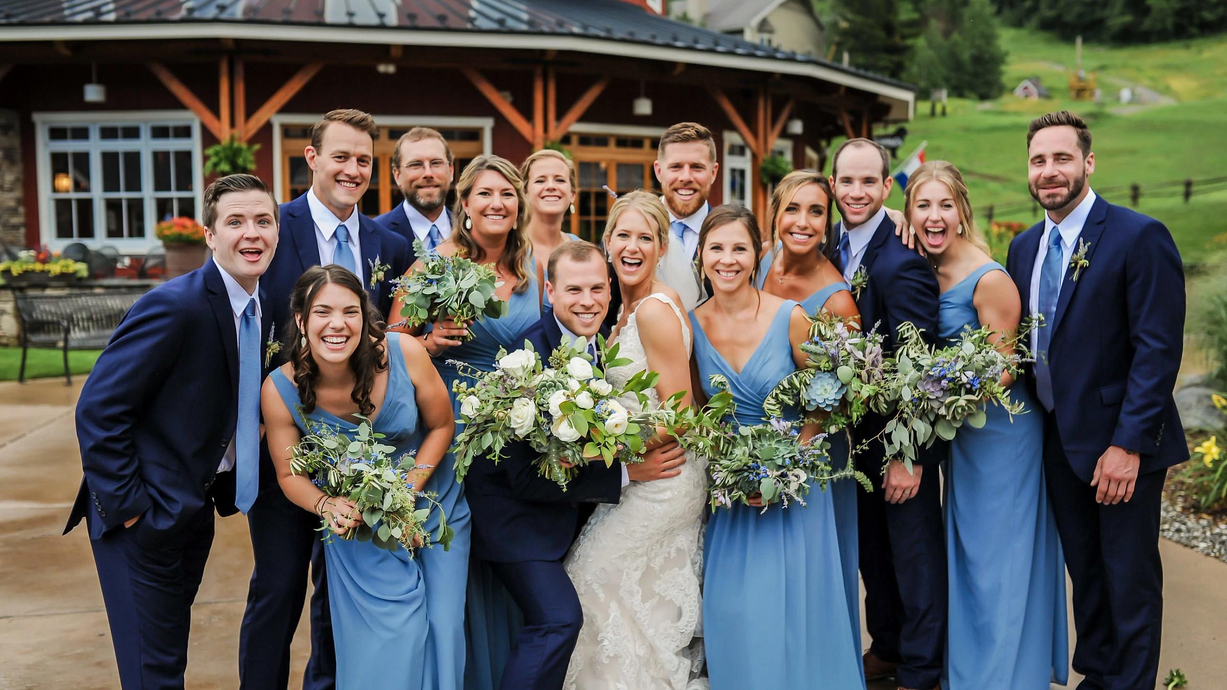 wedding party smiles