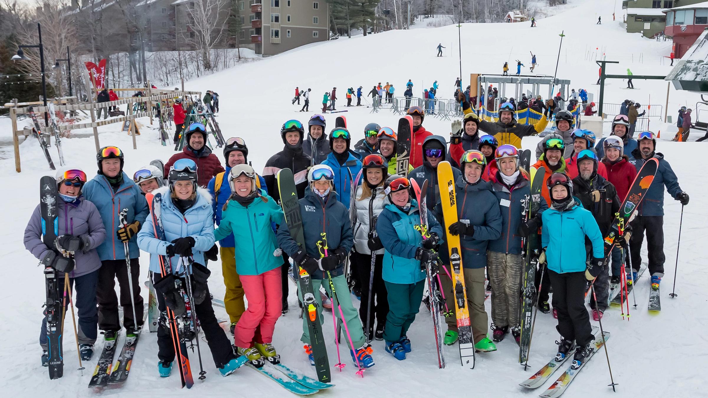 Group of people in Lincoln Peak base area