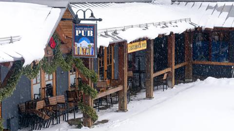 Castlerock Pub Sign in snowy weather