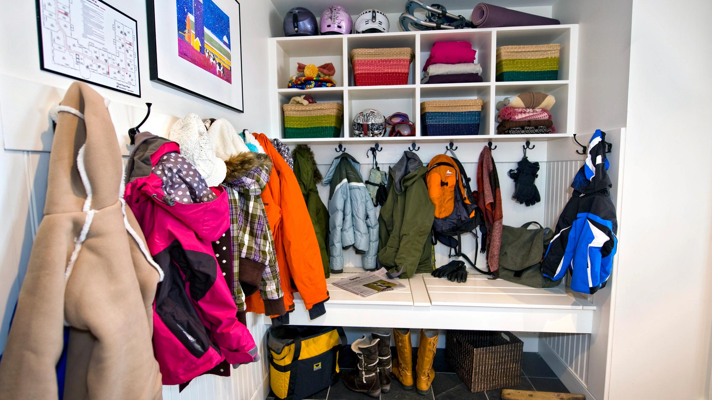 Mud room full of snow gear