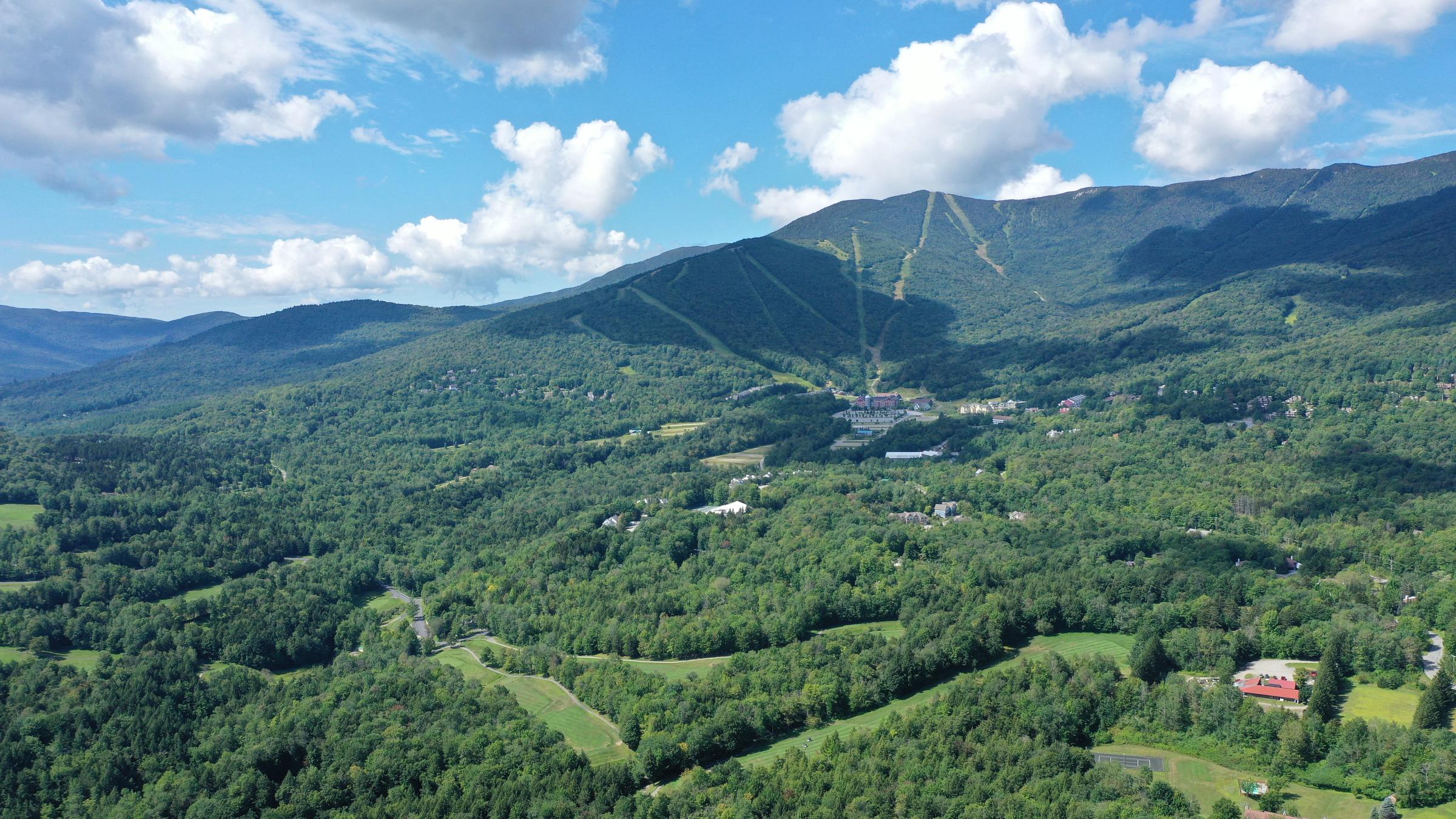 View of resort skiing trails in the summer