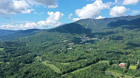 View of resort skiing trails in the summer