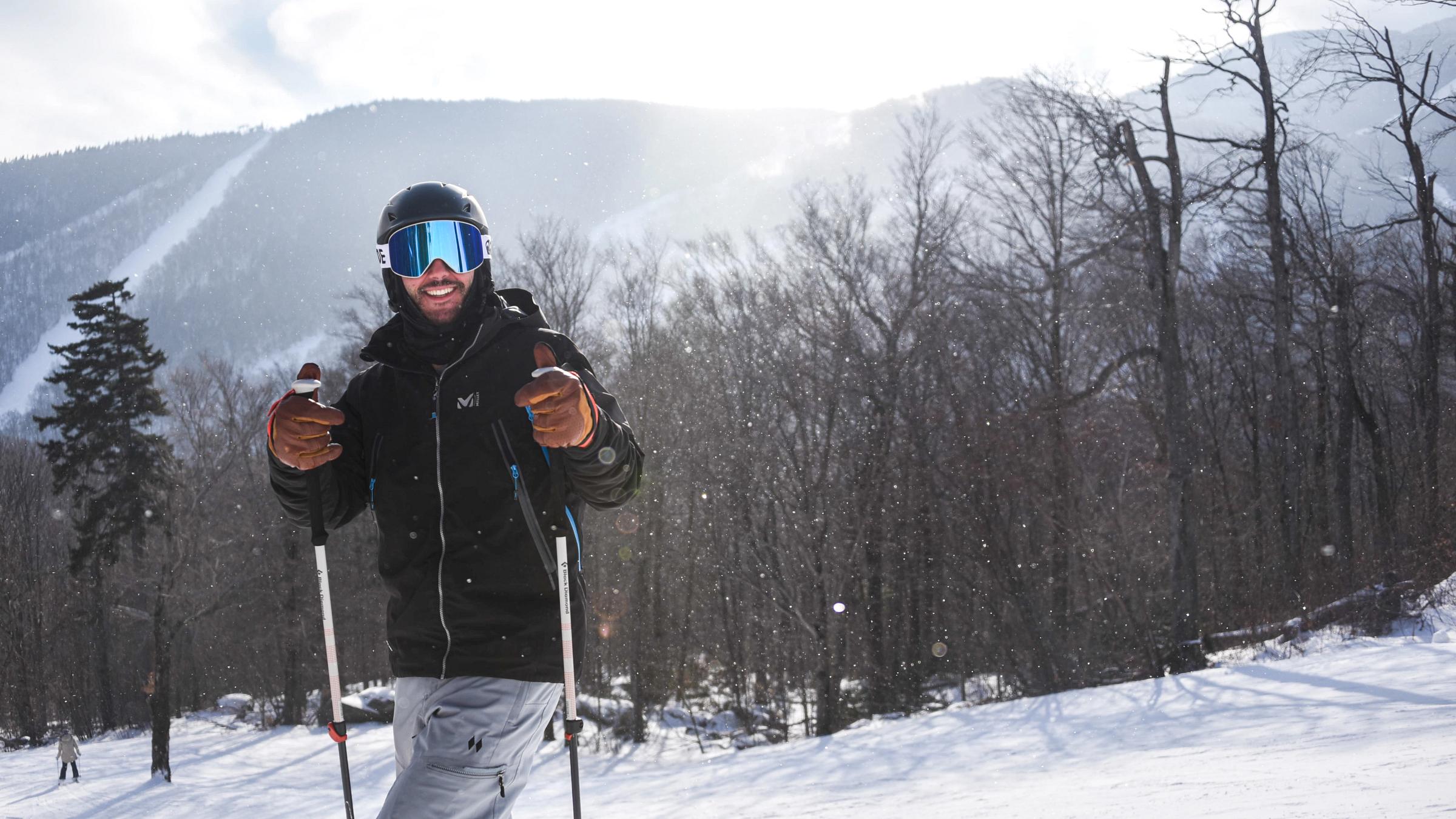 Skier Smiles Sunny Hills